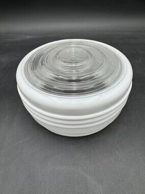Glass Drum Ceiling Light Cover, 5 7/8" Fitter, MCM Frosted/Bullseye Replacement